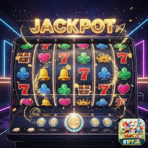 Imagem de uma máquina caça-níqueis mostrando jackpot no site 81ff.